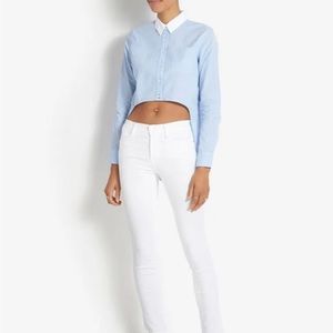 Jonathan Simkhai Striped Cropped High Low Oxford Shirt Size S